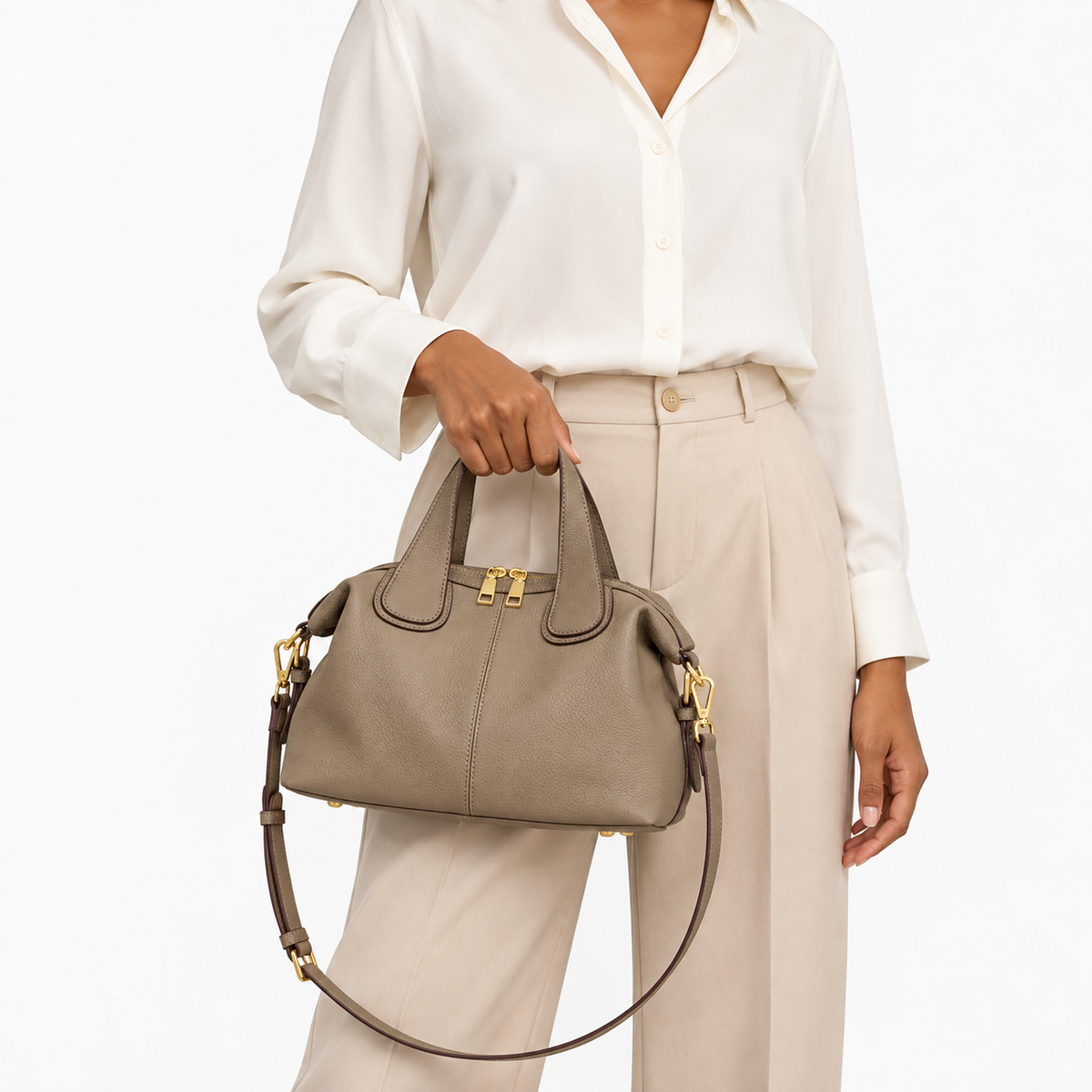 Sac en cuir de vache naturel, retro  - Eloïse