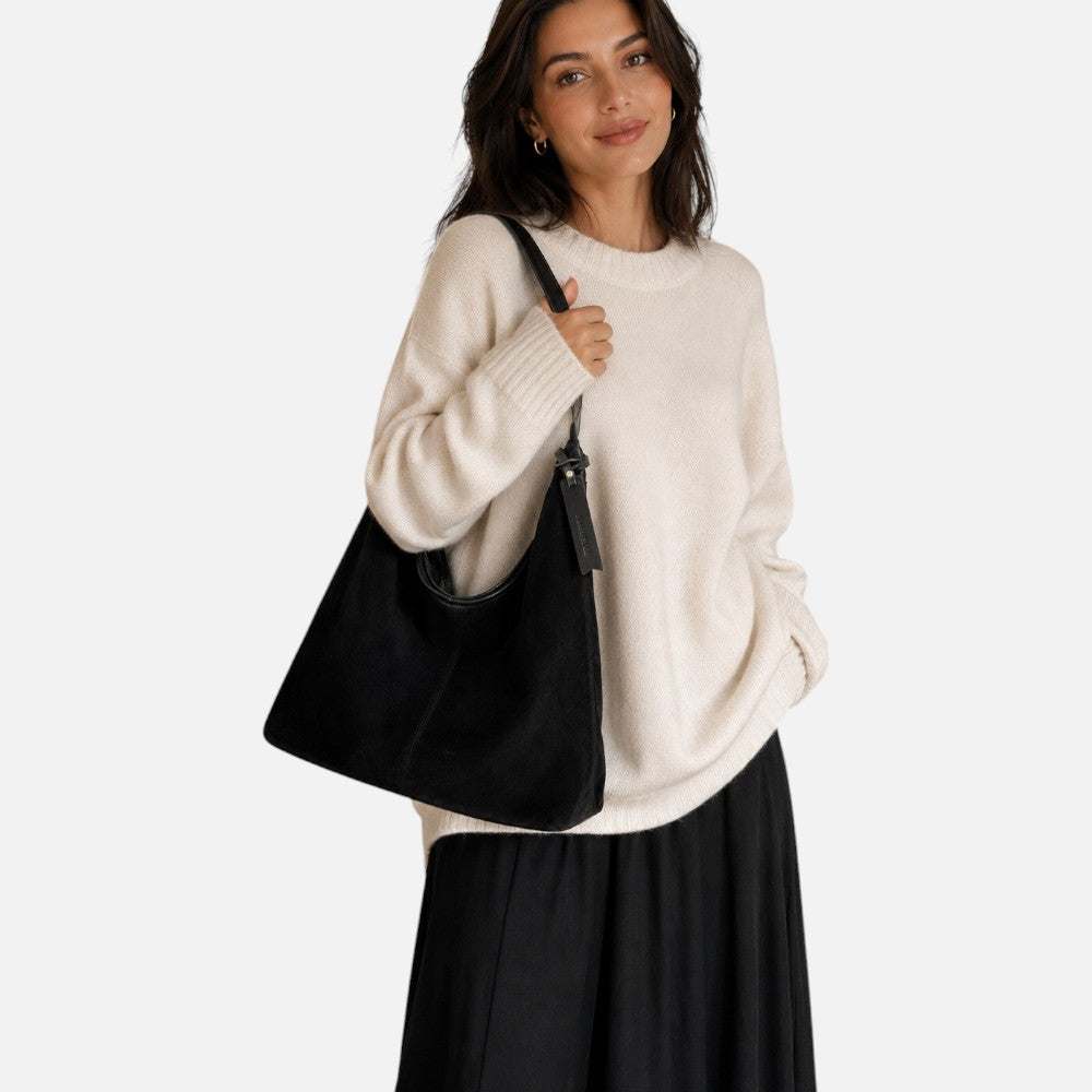 Sac cabas rétro en daim givré - Lua