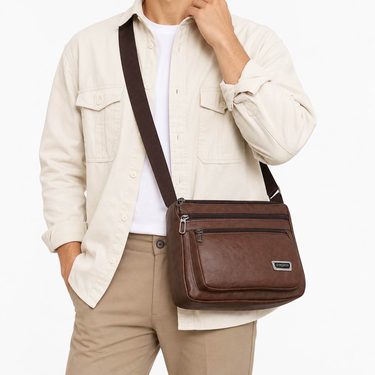 Sac bandoulière déperlant en simili-cuir - Louis
