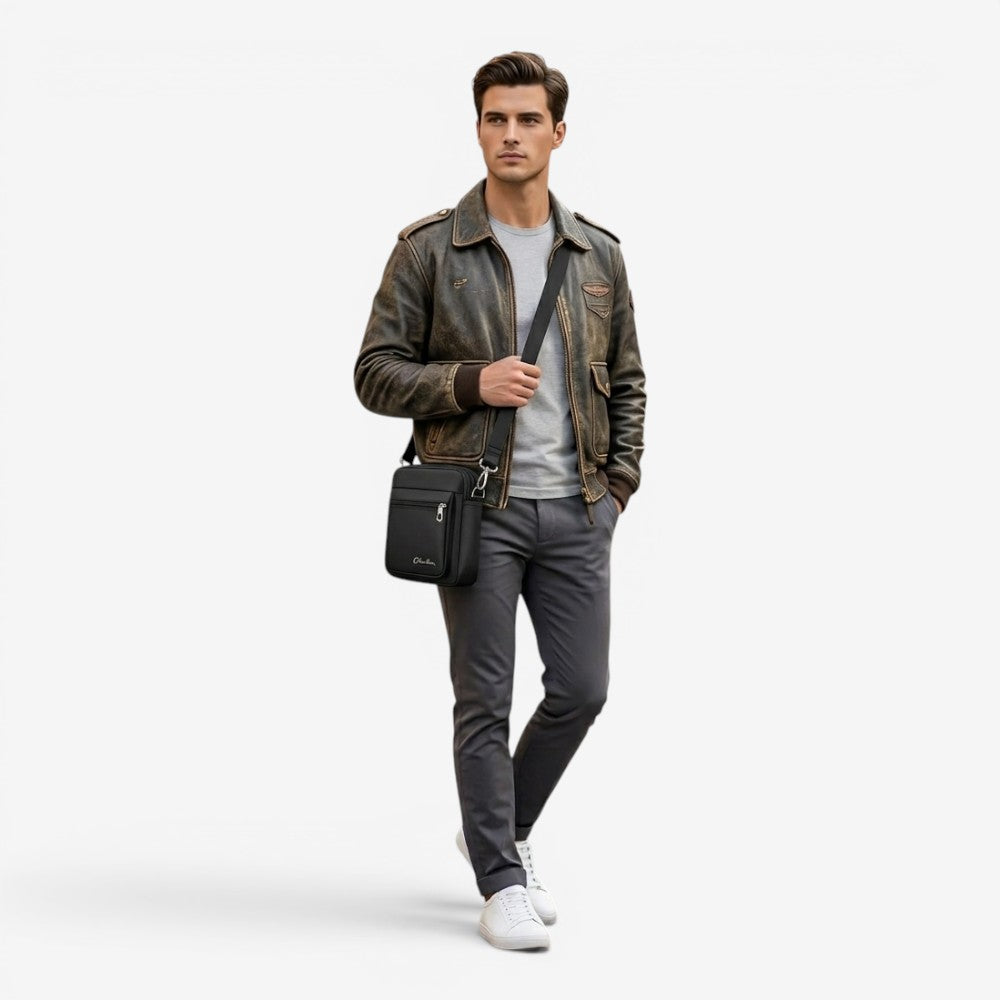 Sac à bandoulière vertical en tissu oxford - Milan