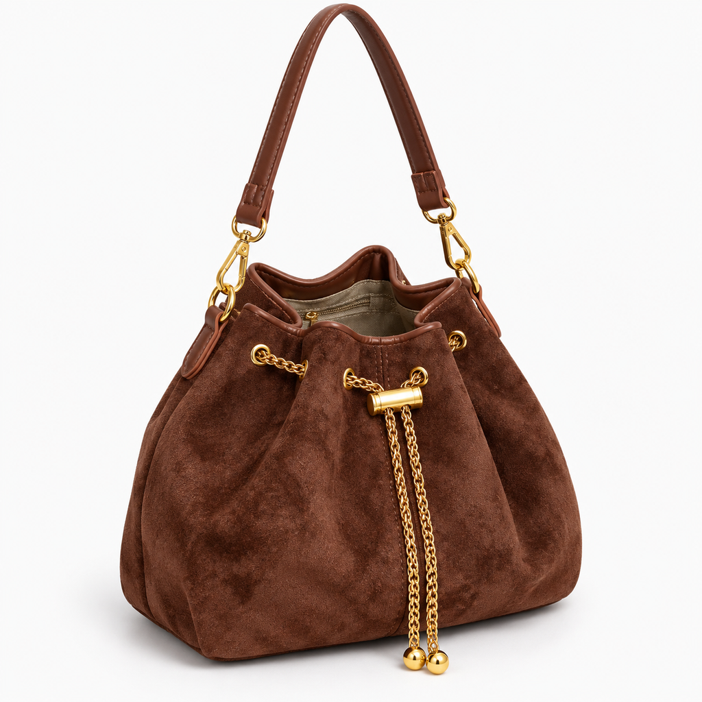 Sac seau effet daim à cordon - Sylviana