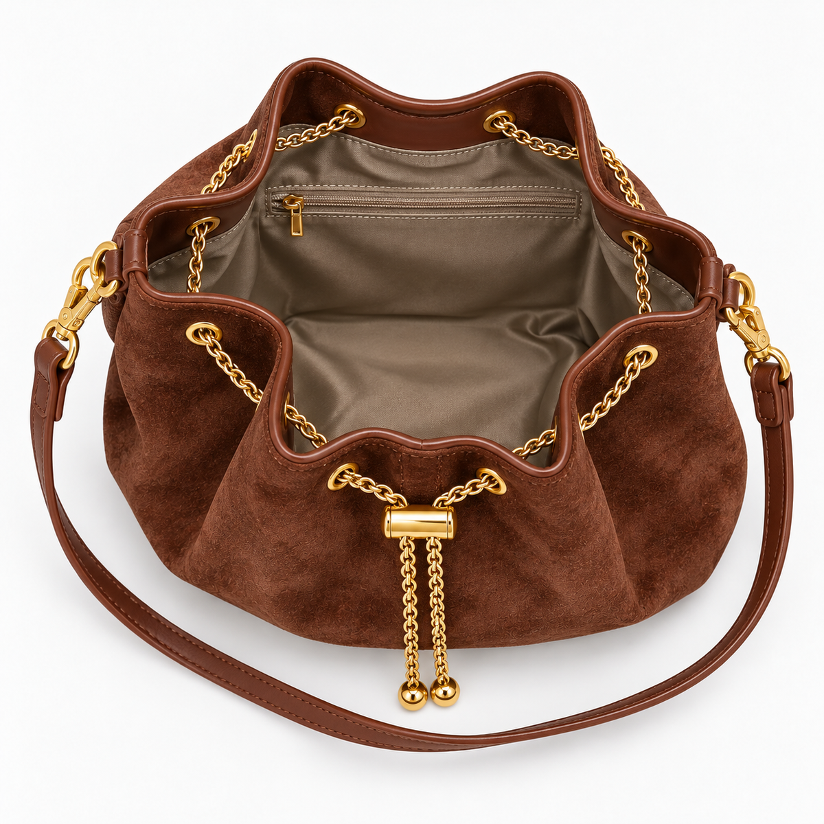 Sac seau effet daim à cordon - Sylviana
