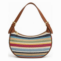 Sac tressé en paille à rayures arc-en-ciel - Claire
