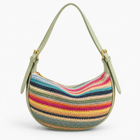 Sac tressé en paille à rayures arc-en-ciel - Claire