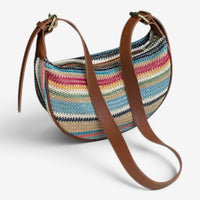 Sac tressé en paille à rayures arc-en-ciel - Claire