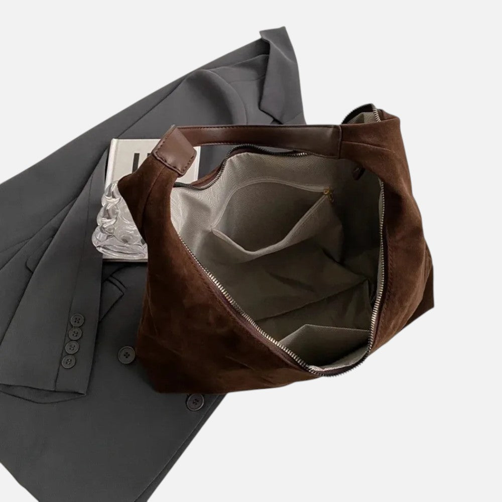 Sac cabas rétro en daim givré - Lua