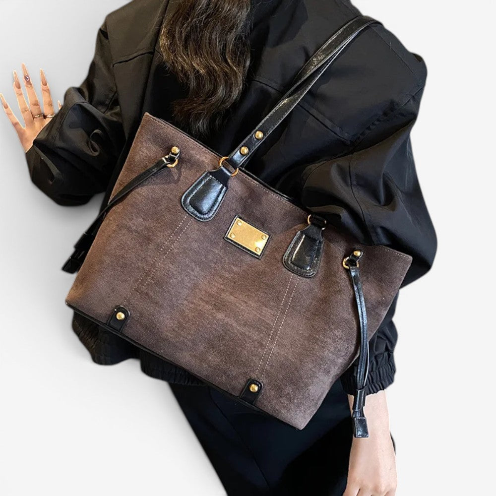Sac cabas rétro en daim - Iris