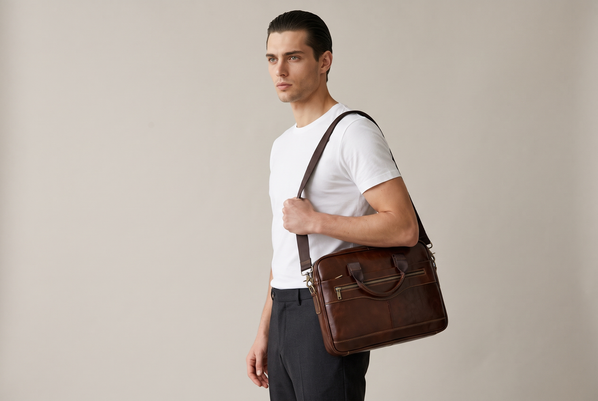 Homme portant la sacoche porte-documents Giovanni