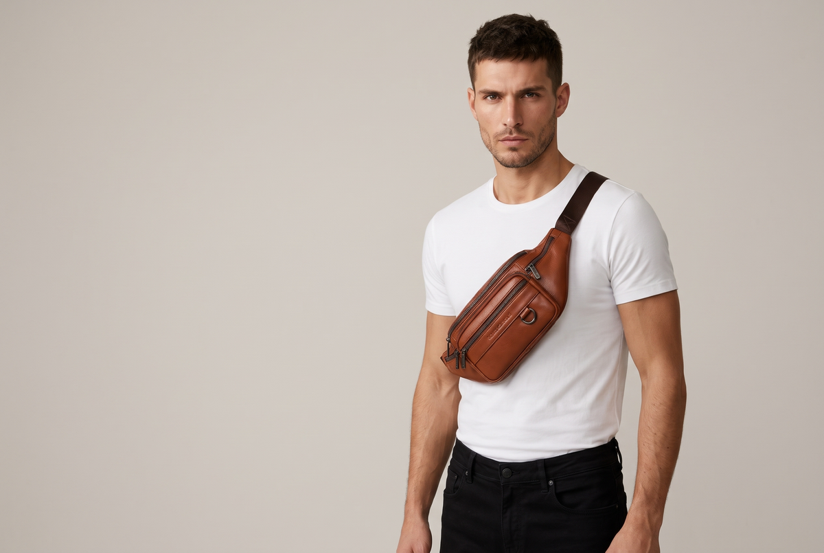 Homme portant le sac banane Paul