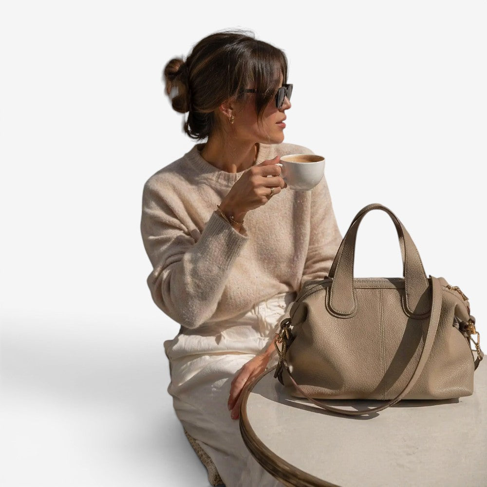 Sac en cuir de vache naturel, retro  - Eloïse