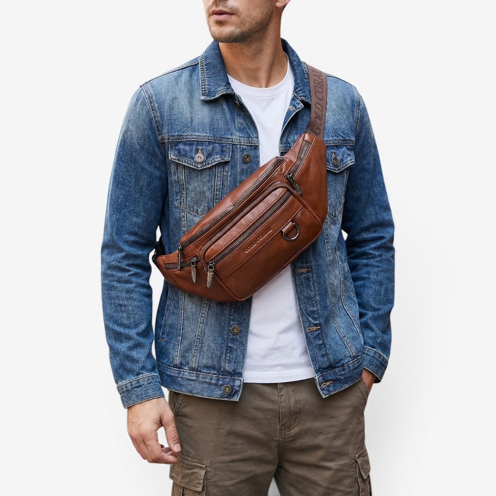 Sac banane en cuir véritable - Paul